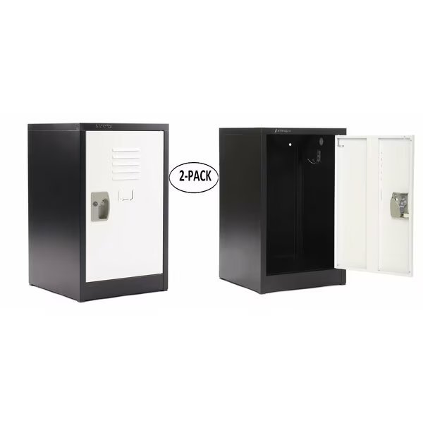 24in Locker for Kids, Black Body With White Doors, 2PK, Adiroffice, Mfr#: ADI629-02-B-W-PKG-2